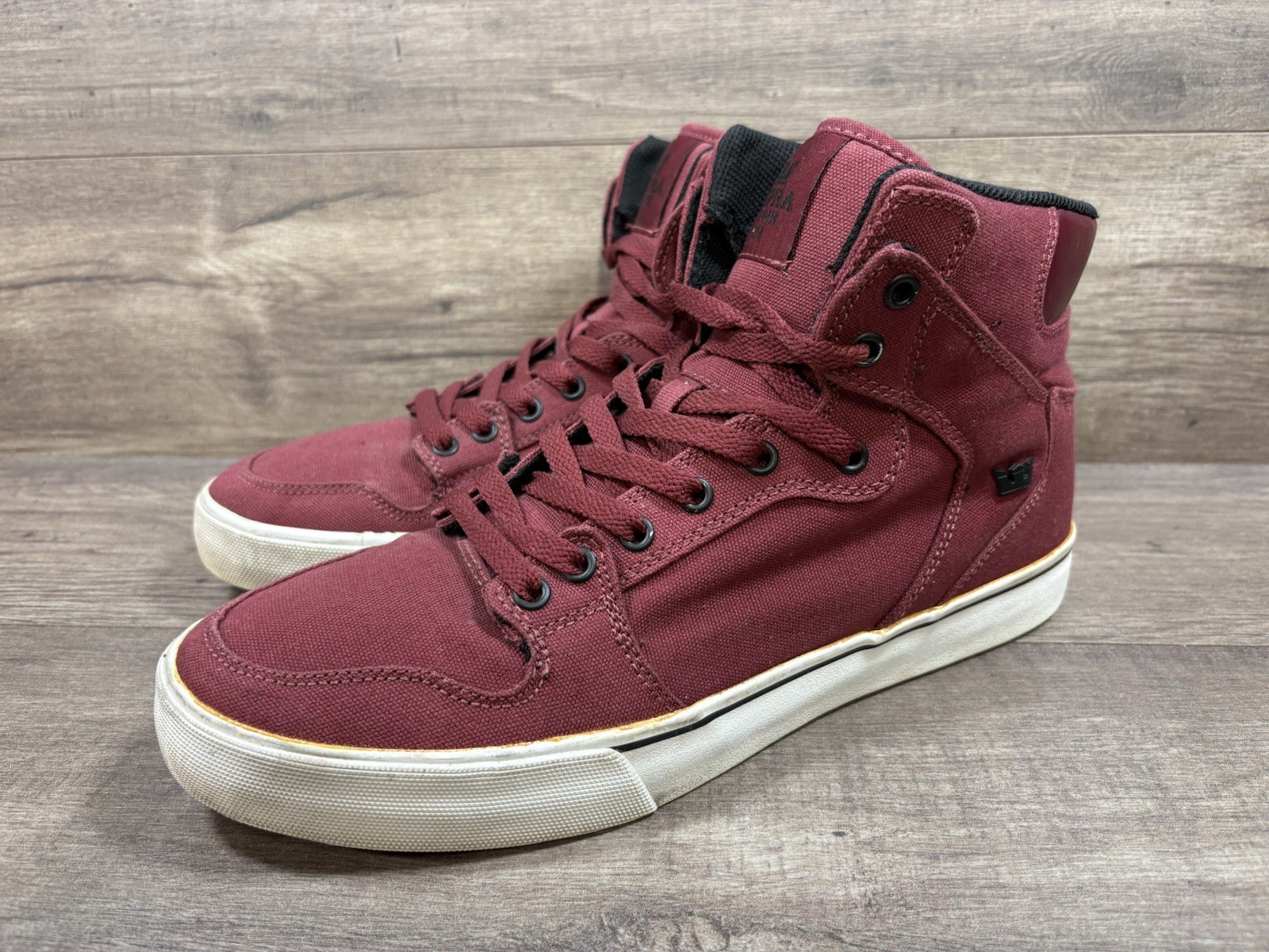Supra Vaider Canvas Skate S28266 High Top Burgundy Mens Size 11.5 See Descr!