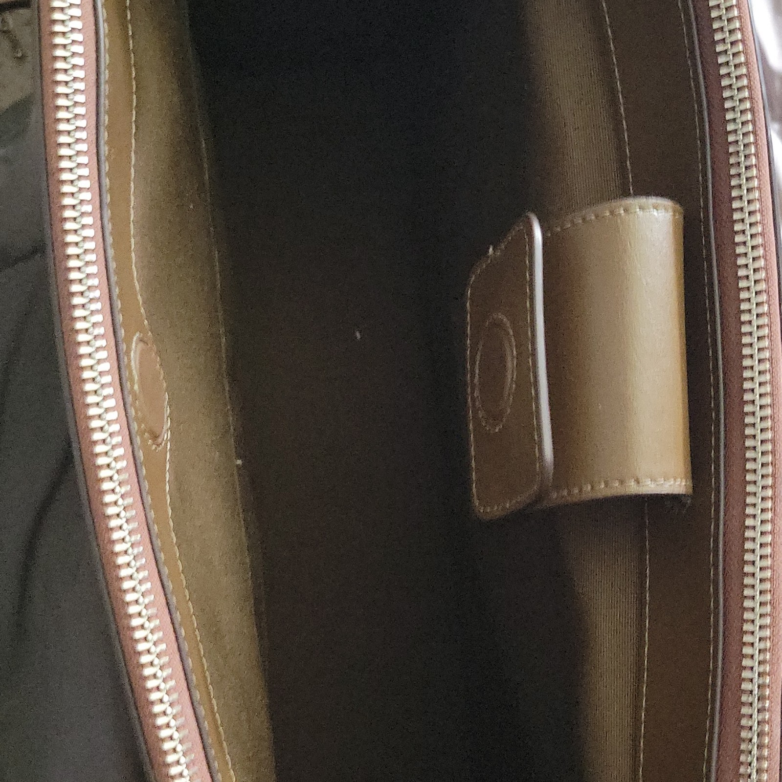 Coach Signature Logo Tote Zip Top Brown/Beige w/ Charm Silver Hardware