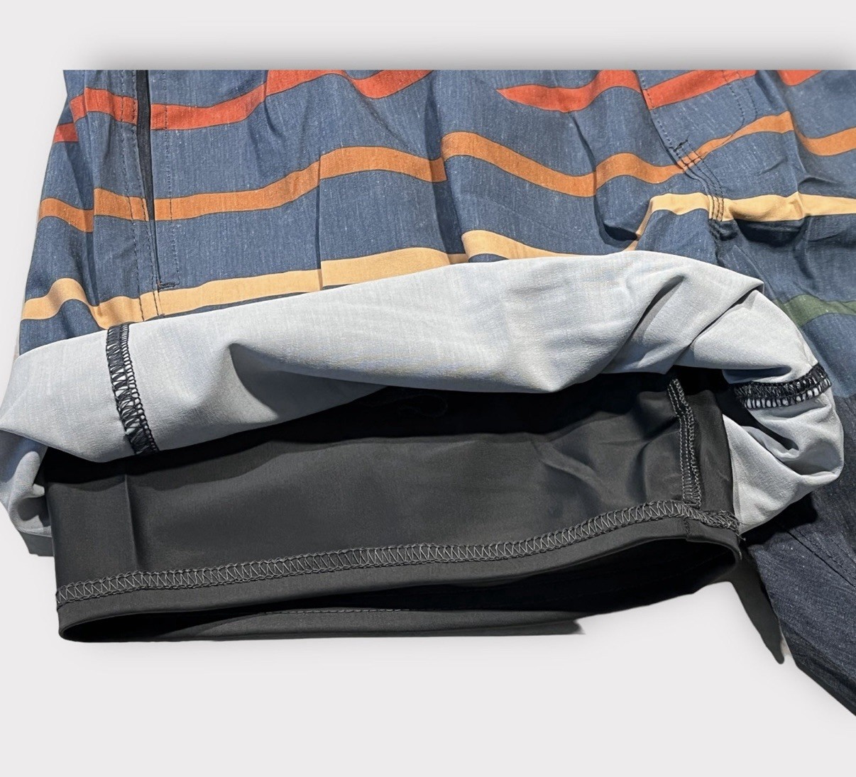 Hang Ten Men’s Swim Trunks XL 9” Inseam Blue Striped Lined Board Shorts