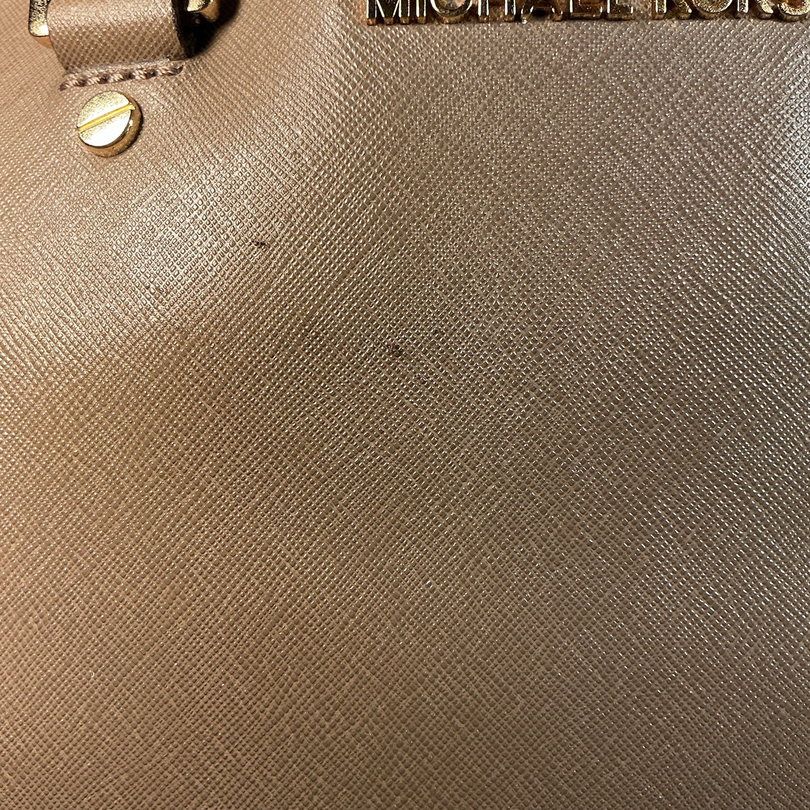 Michael Kors Savannah Large Saffiano Leather Satchel Taupe Crossbody Bag 14”