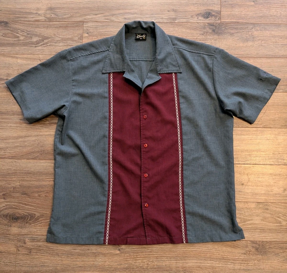 VTG 90s Steady Retro Colorblock Bowling Shirt Mens Camp Collar Rockabilly – M