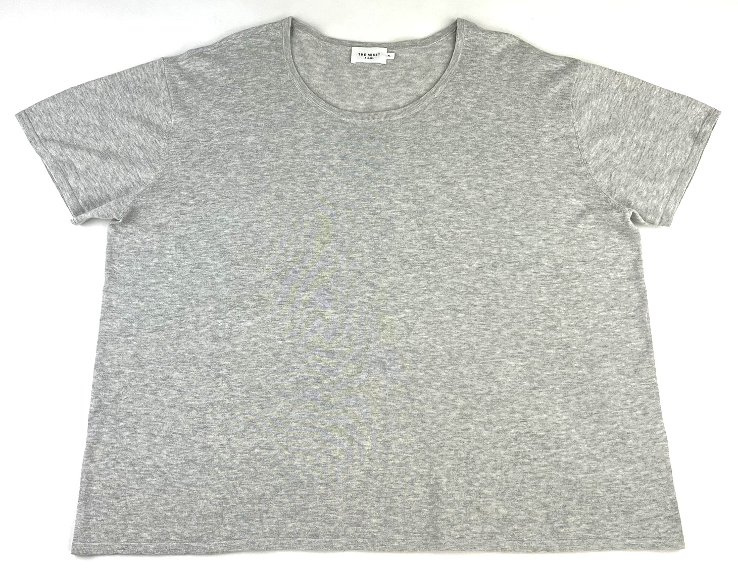 The Reset R Label Everyday Knit Tee Womens Boxy XL Gray Short Sleeve Linen Blend