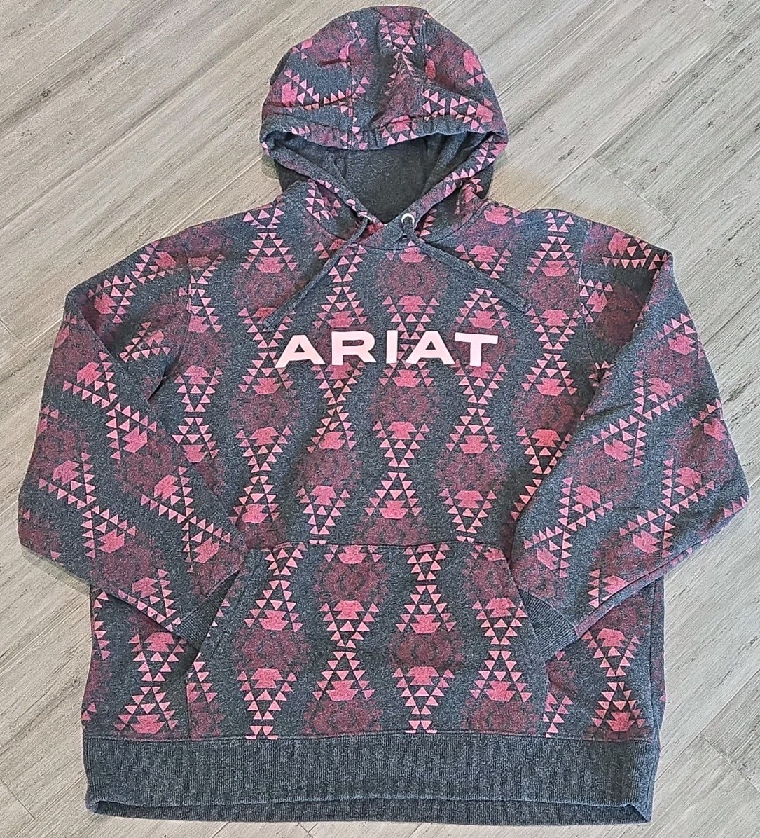 Ariat Women’s Aztec Print Hoodie Southwest Pullover Size X-Large Dark Gray/Pink