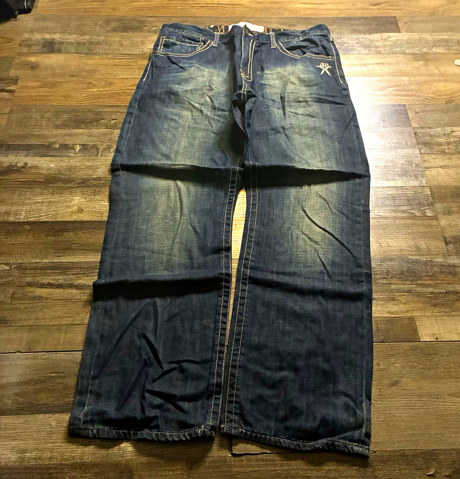 Buffalo David Bitton Men’s Dark Wash Blue Denim Relaxed Straight Jeans 36