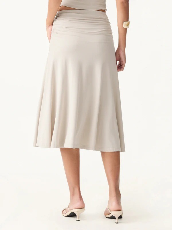 OGL 2Pcs Set Open Back Bra Tank & Side Ruched A-line Midi Skirt – Free SHIPPING!