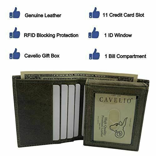 Men’s RFID Blocking Genuine Leather Unique L Shape Bifold Wallet USA Series Wall