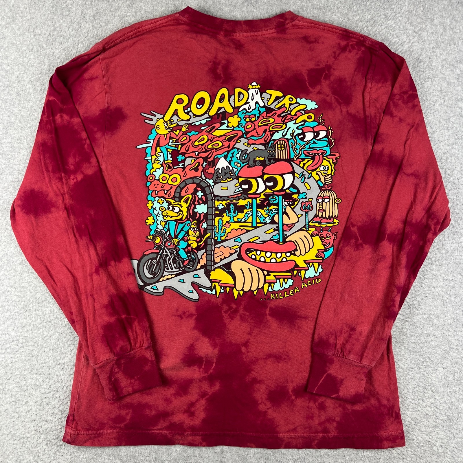 Killer Acid Limited Edition Road Trip Shirt Long Sleeve Medium Mens Red Tie Dye