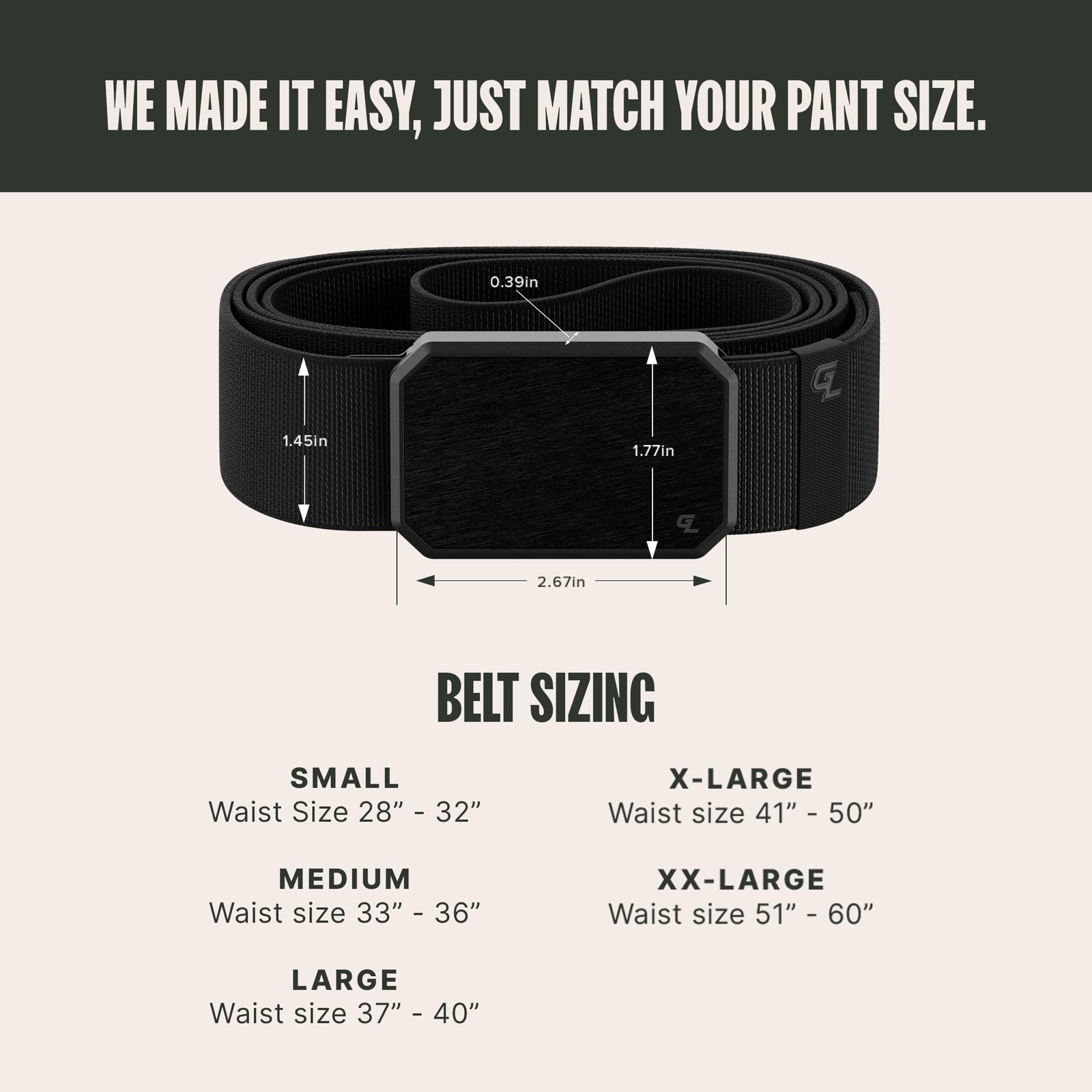 Groove Life Men’s Stretch Nylon Magnetic Belt, Black/Black, Large
