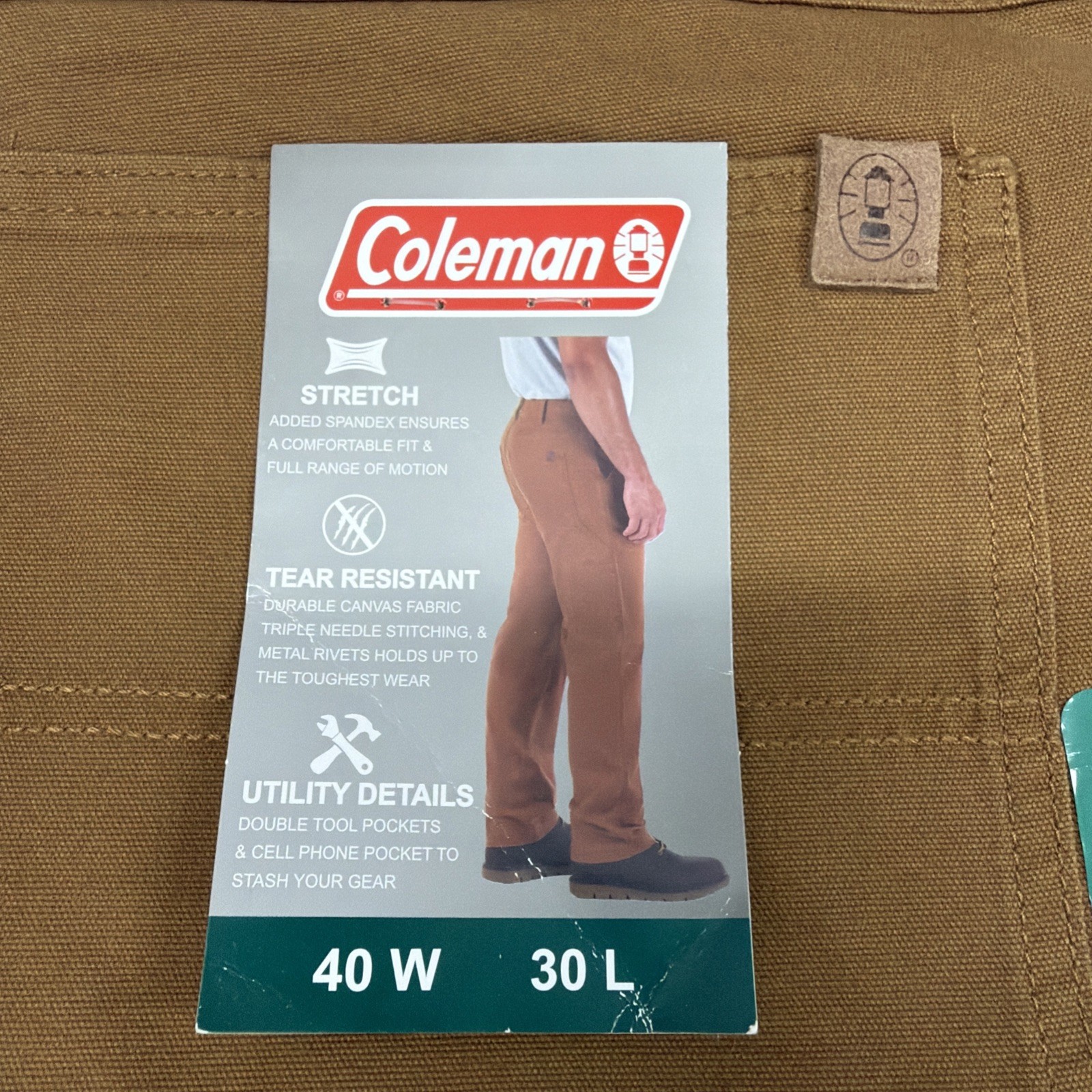 Coleman Men’s Durable Canvas Tear Resistant Utility Pants 40×30 Copper