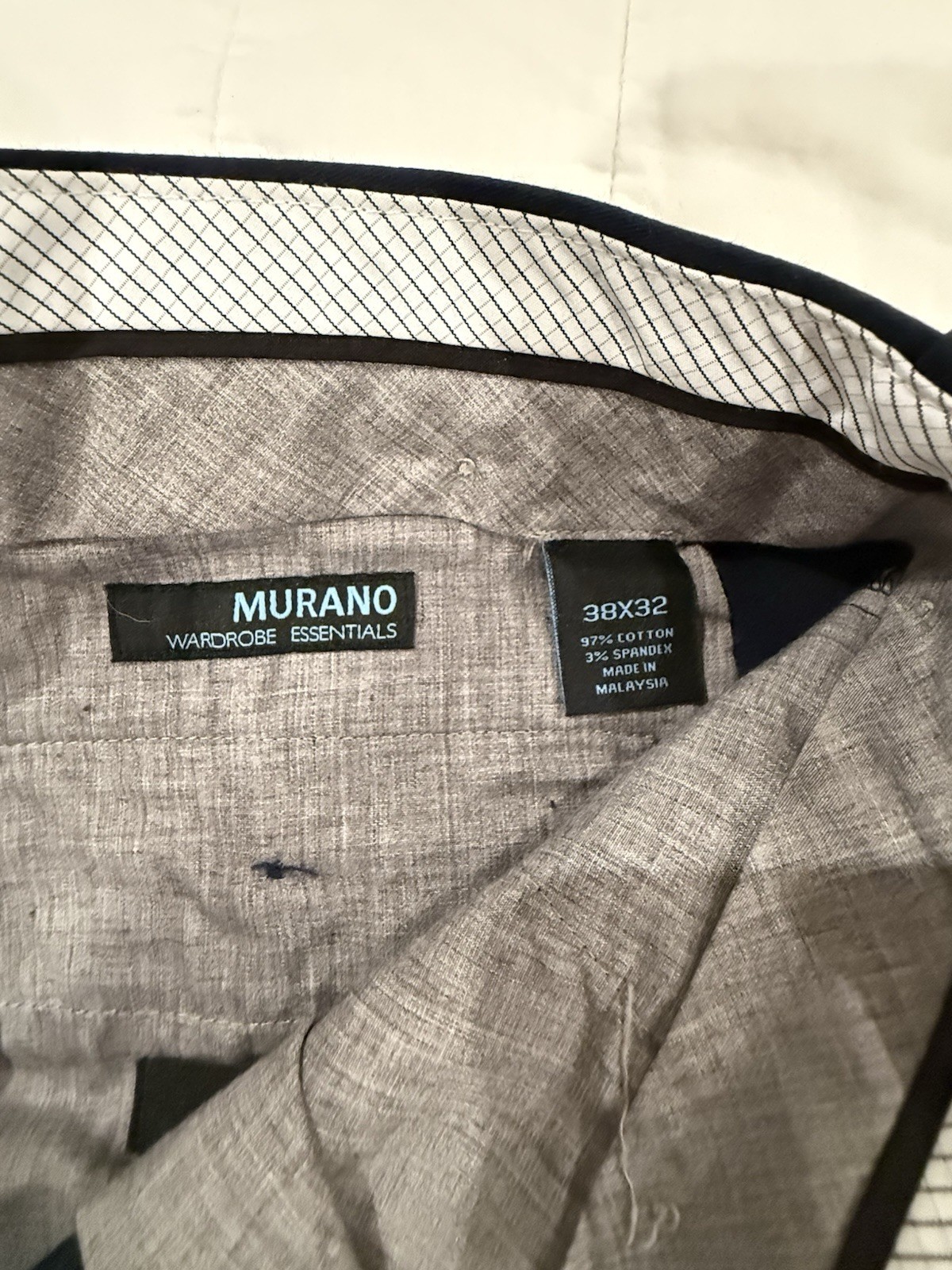 Murano Men’s Wardrobe Essentials Navy Chino Modern Fit Stretch Flat Front 38W