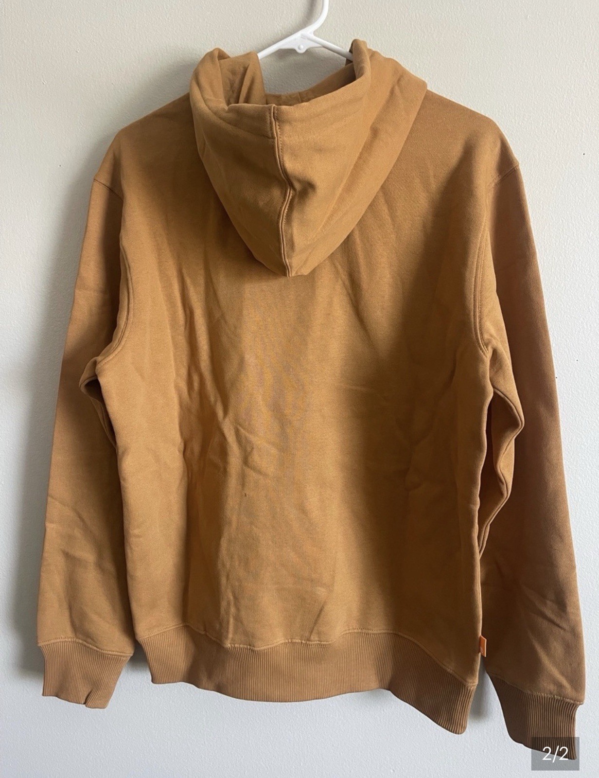 Timberland Men’s Pullover Hoodie in Caramel Brown with Black Logo Size S