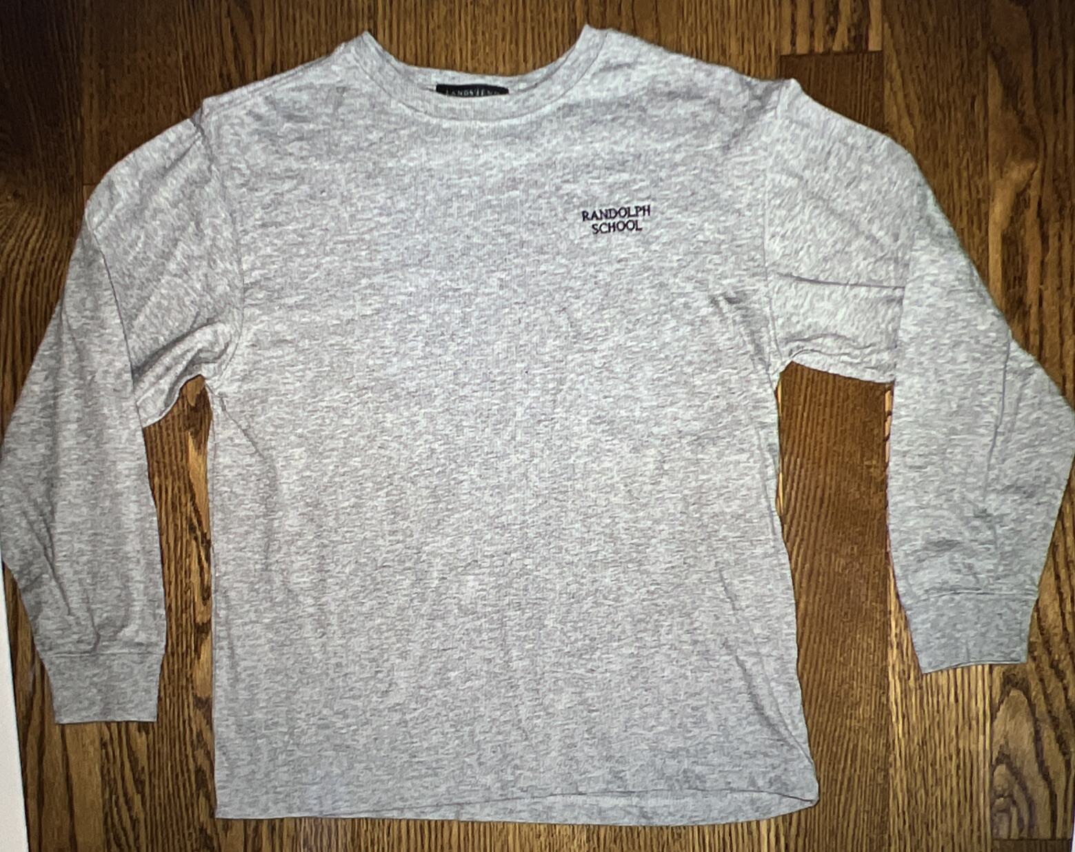Lands’ End 100% Baumwolle Cotton Crew Neck T Shirt MED 10-12 Gray L/S “Randolph”