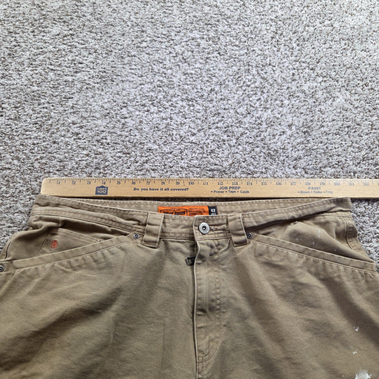 Jesse James Workwear Shorts Mens 41 Tag 42 Brown Canvas Carpenter Painting Marks