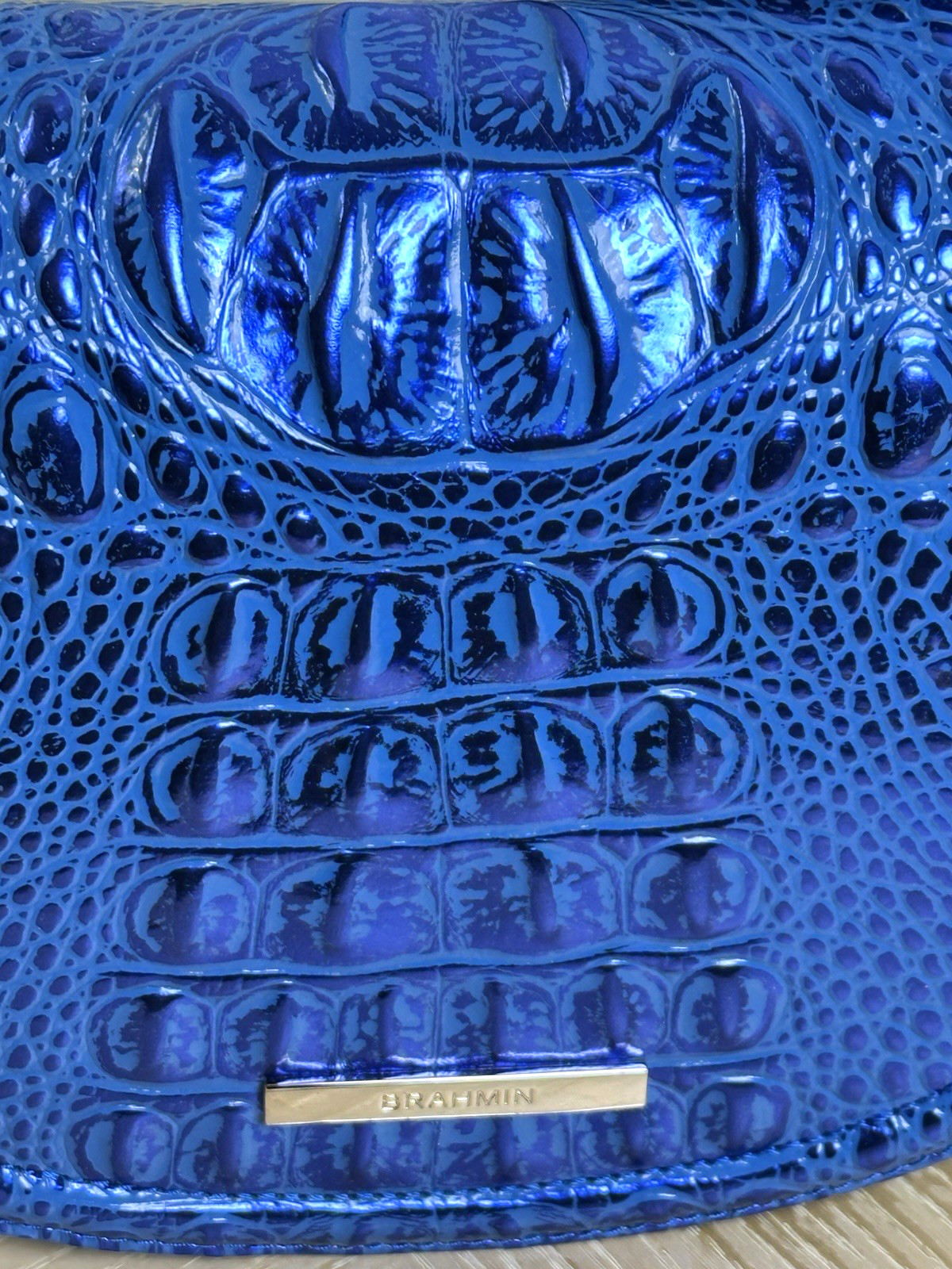 NWT BRAHMIN BRIAR COBALT POTION BLUE METALLIC LEATHER CROSSBODY SMALL HANDBAG