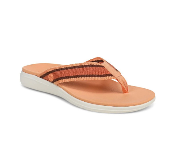 Vionic Women Beach Indigo Toe Post Sandal, Shell Coral Multi (NEW WT)