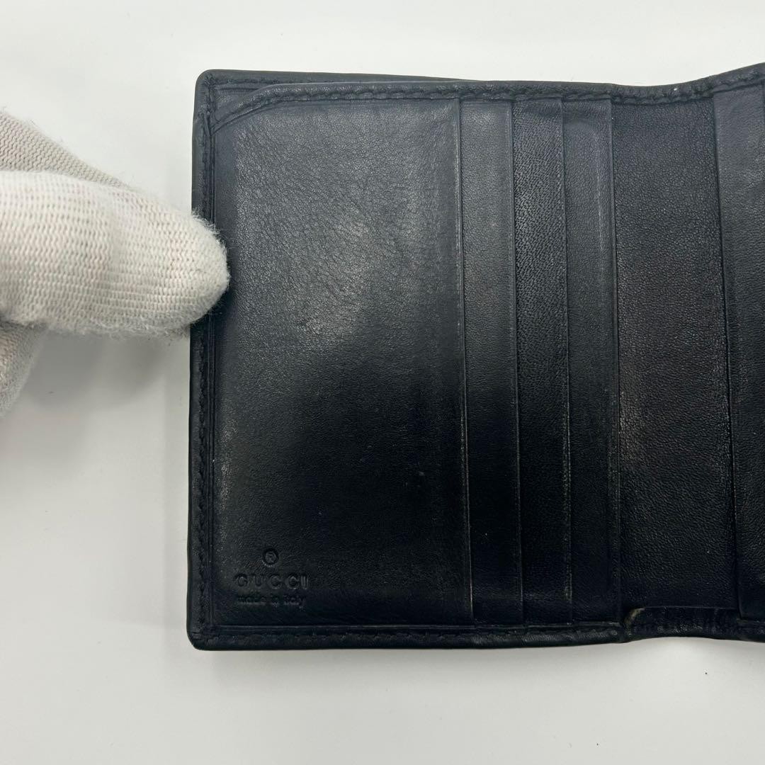 Excellent condition GUCCI Folding Wallet Horsebit Plate Shima Leather Black
