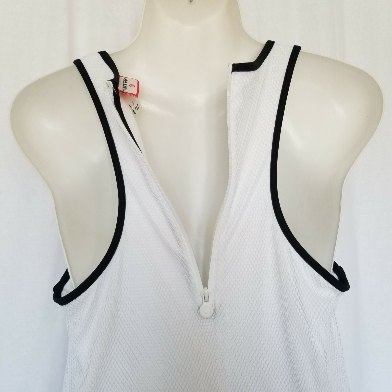 Hunter Target Women Dress White Mesh A-Line Racerback Sleeveless Tank Zip Sz S