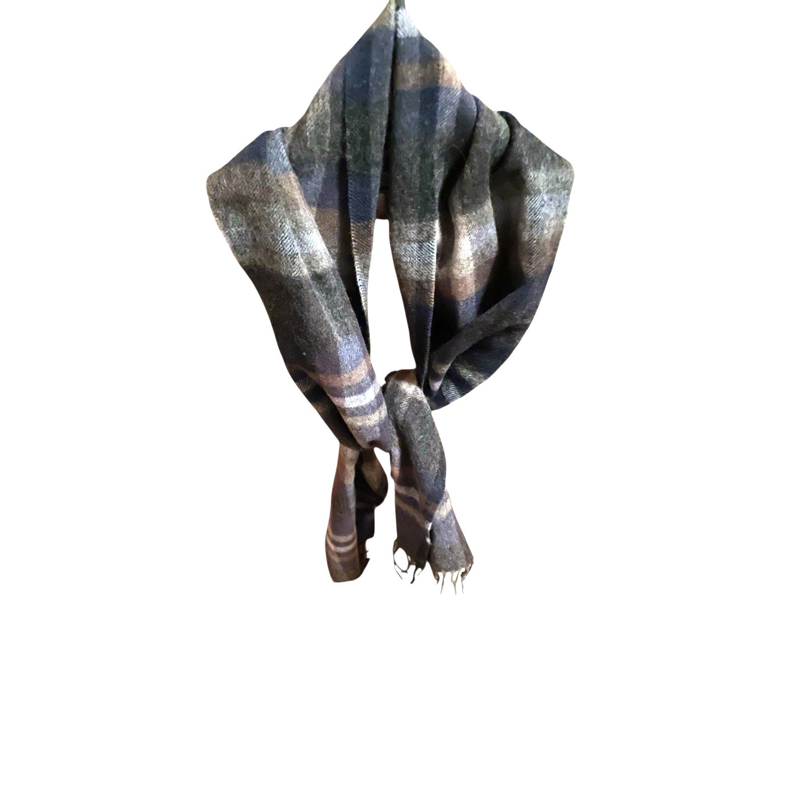 DKNY Luxury Blue/Gray Plaid Scarf – 90% Wool 10% Cashmere – Made in Italy NWT