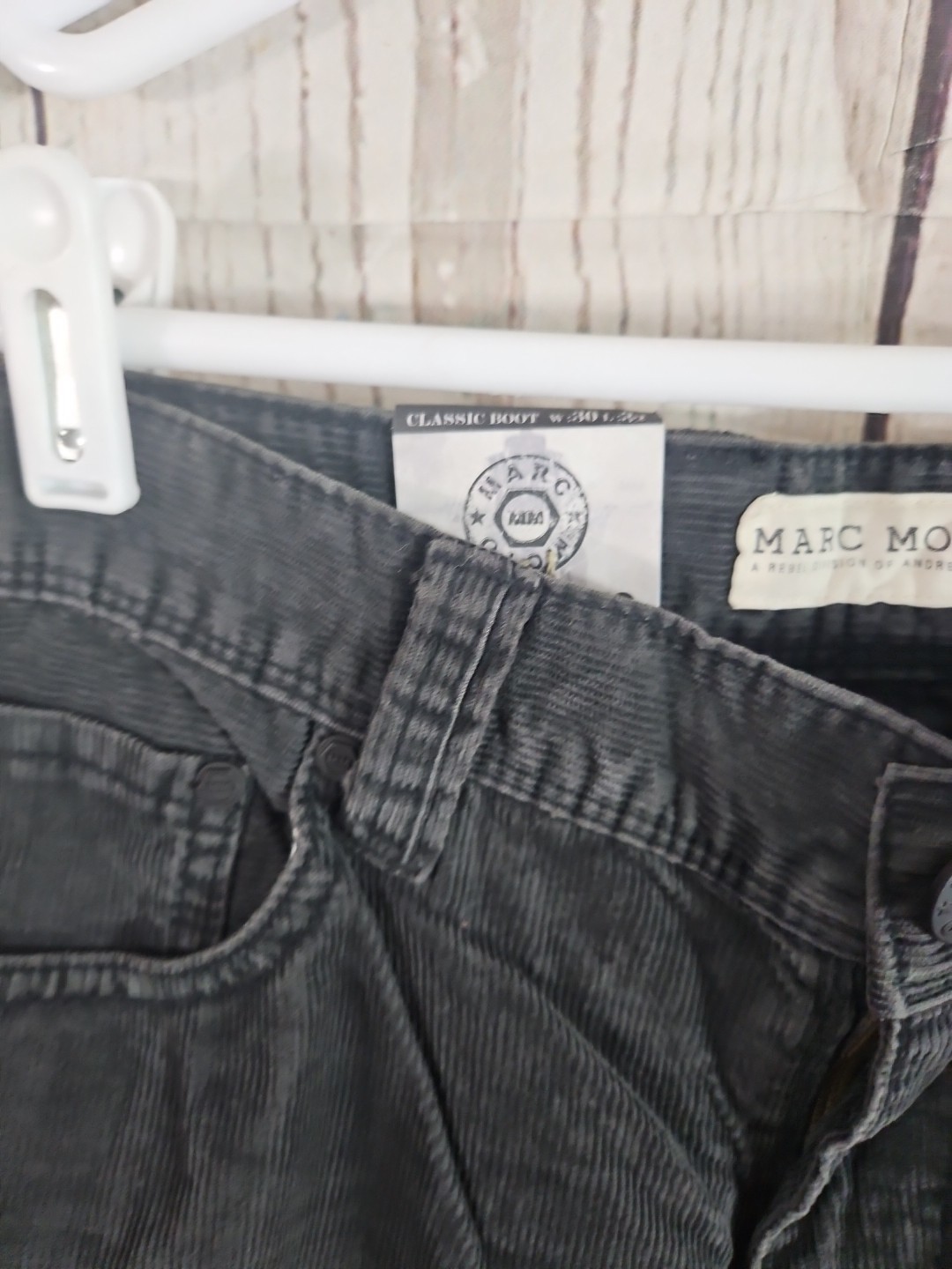 Marc Moto Men Size 30×32 Motorcycle Corduroy Bootcut Charcoal Gray Jean