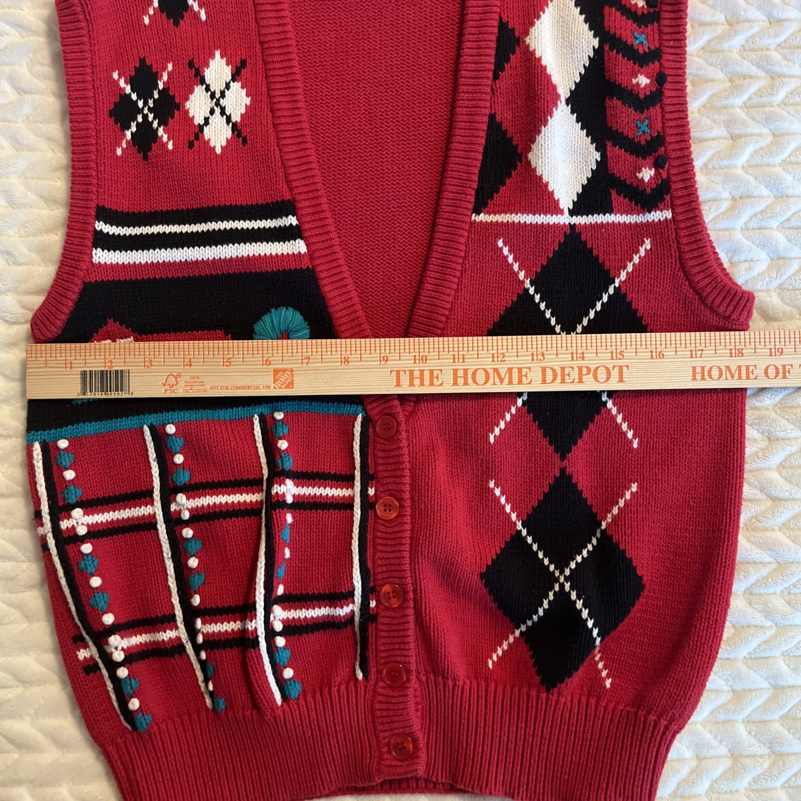 Koret Vintage Women’s Multicolor Cardigan Argyle Knit Sweater Vest Sz S Cabin