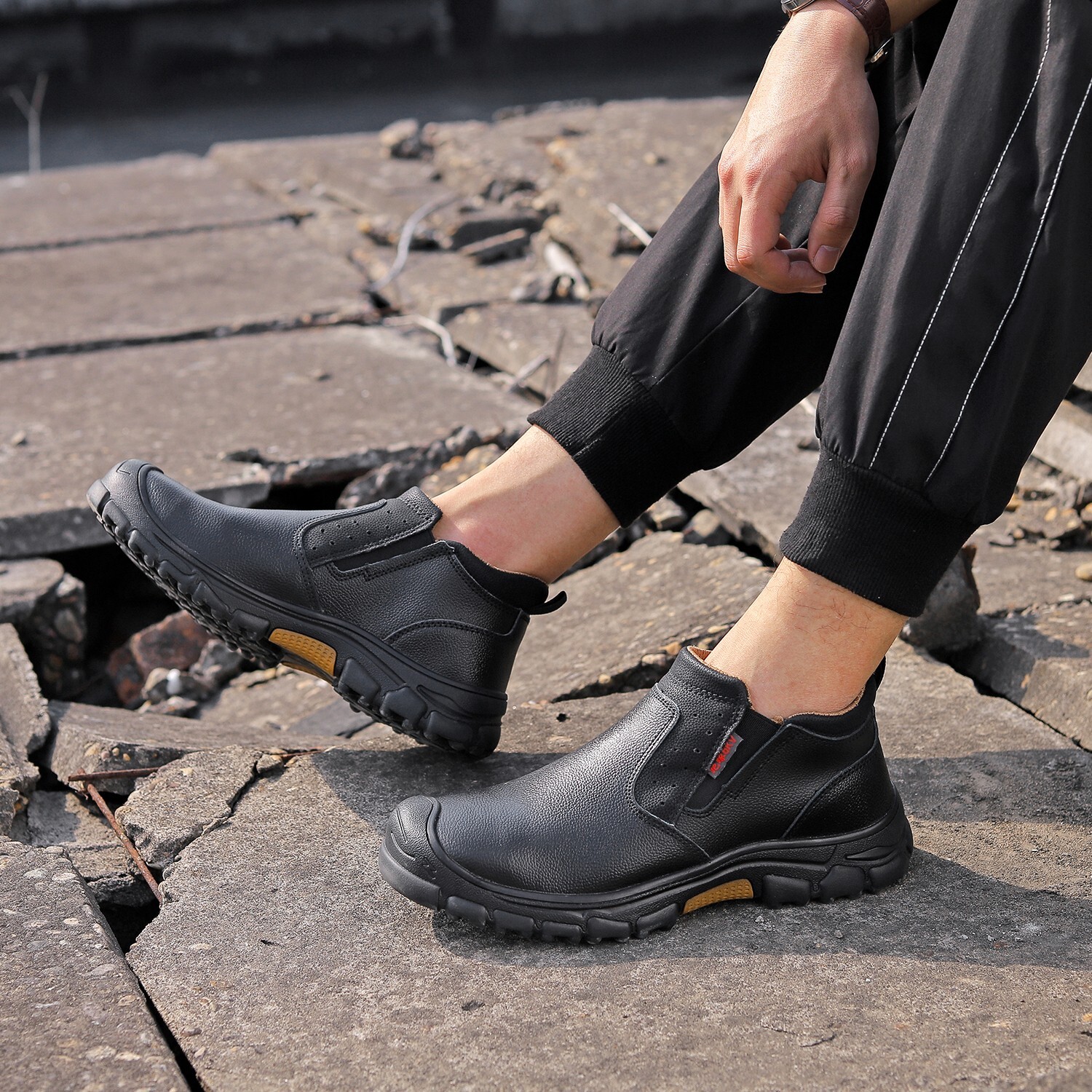 Steel toe shoes for Men New Composite toe work boot Anti-slip Welder Boots
