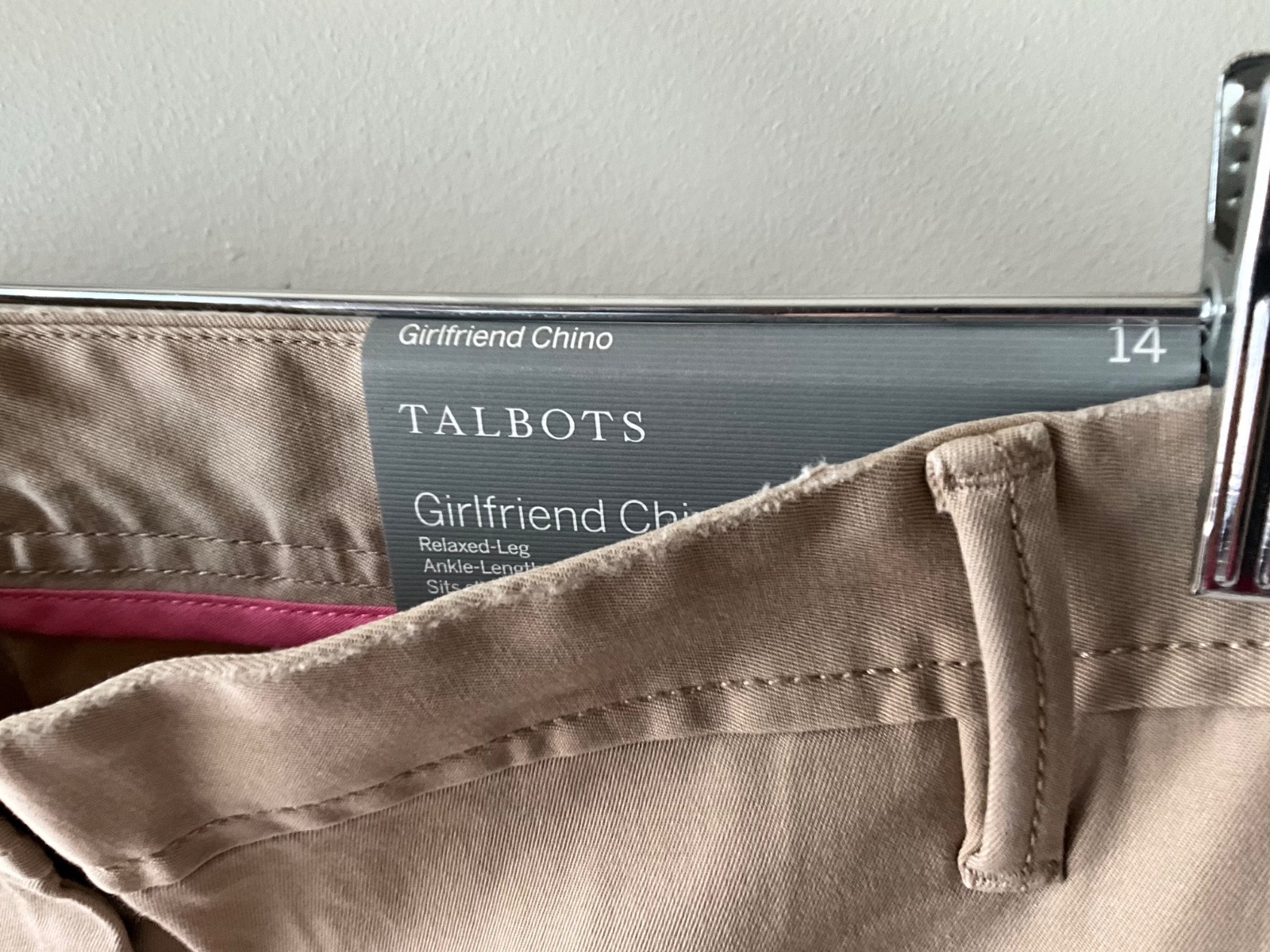 NWT Talbots DISTRESSED girlfriend chinos sz 14 relaxed leg below waist $89.50