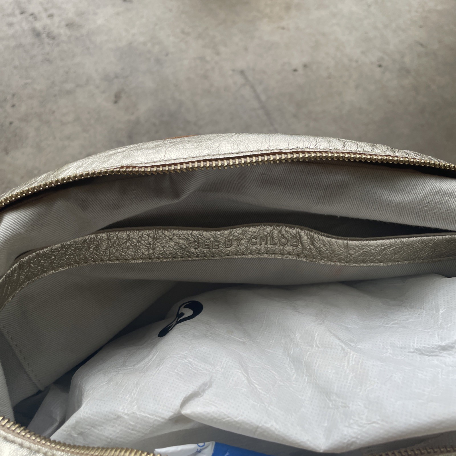 See By Chloe Gold Metallic Leather Large Hobo Shoulder Bag Rock Glam Y2K