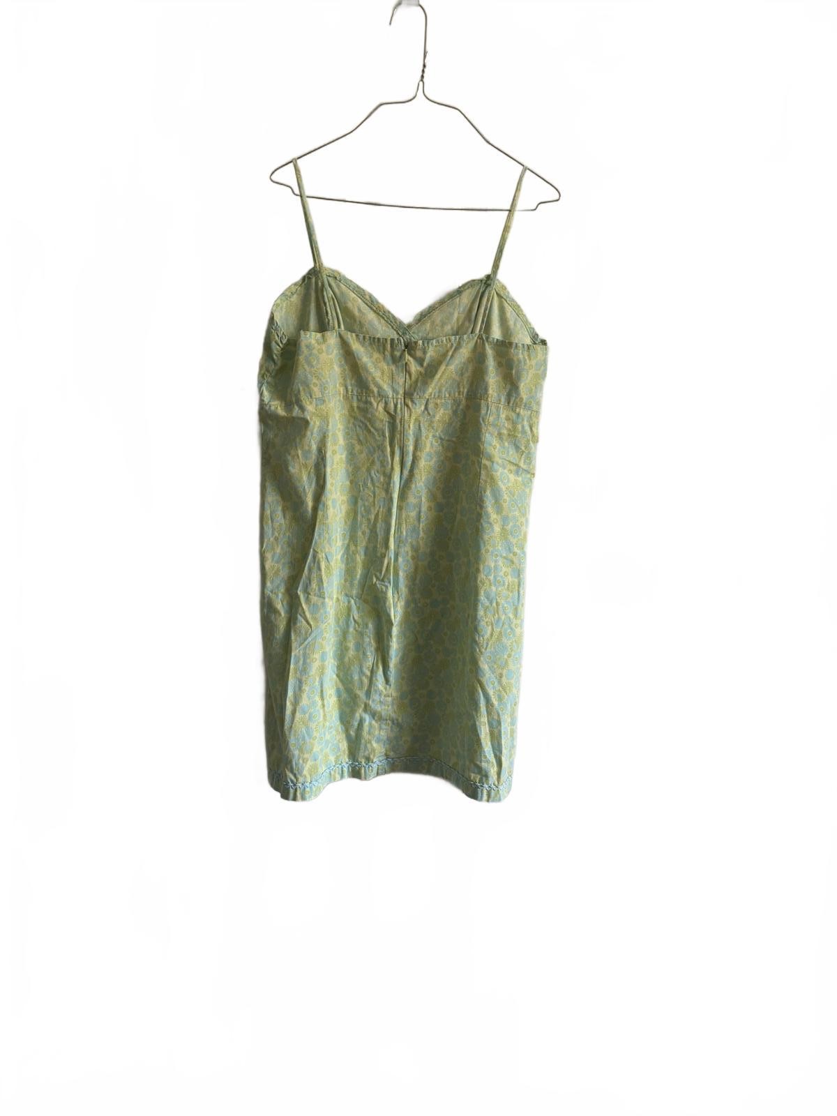 Light Green Floral Y2K Cottagecore Mini Sundress Spaghetti Strap Empire Waist
