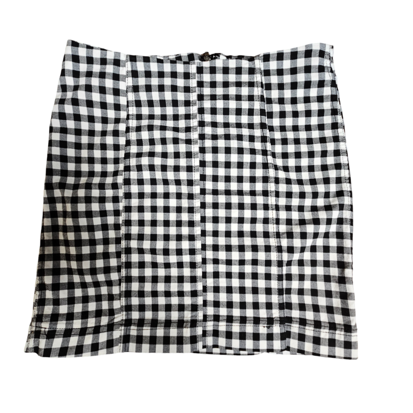 Free People Modern Femme Novelty Black & White Gingham Mini Skirt 6 Cotton Poly