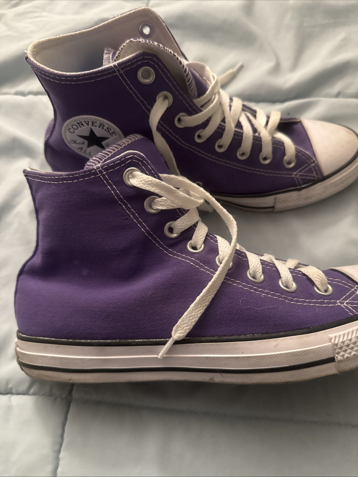 Purple Converse High Top Sneakers With White Accents Unisex Sneakers M8 W10