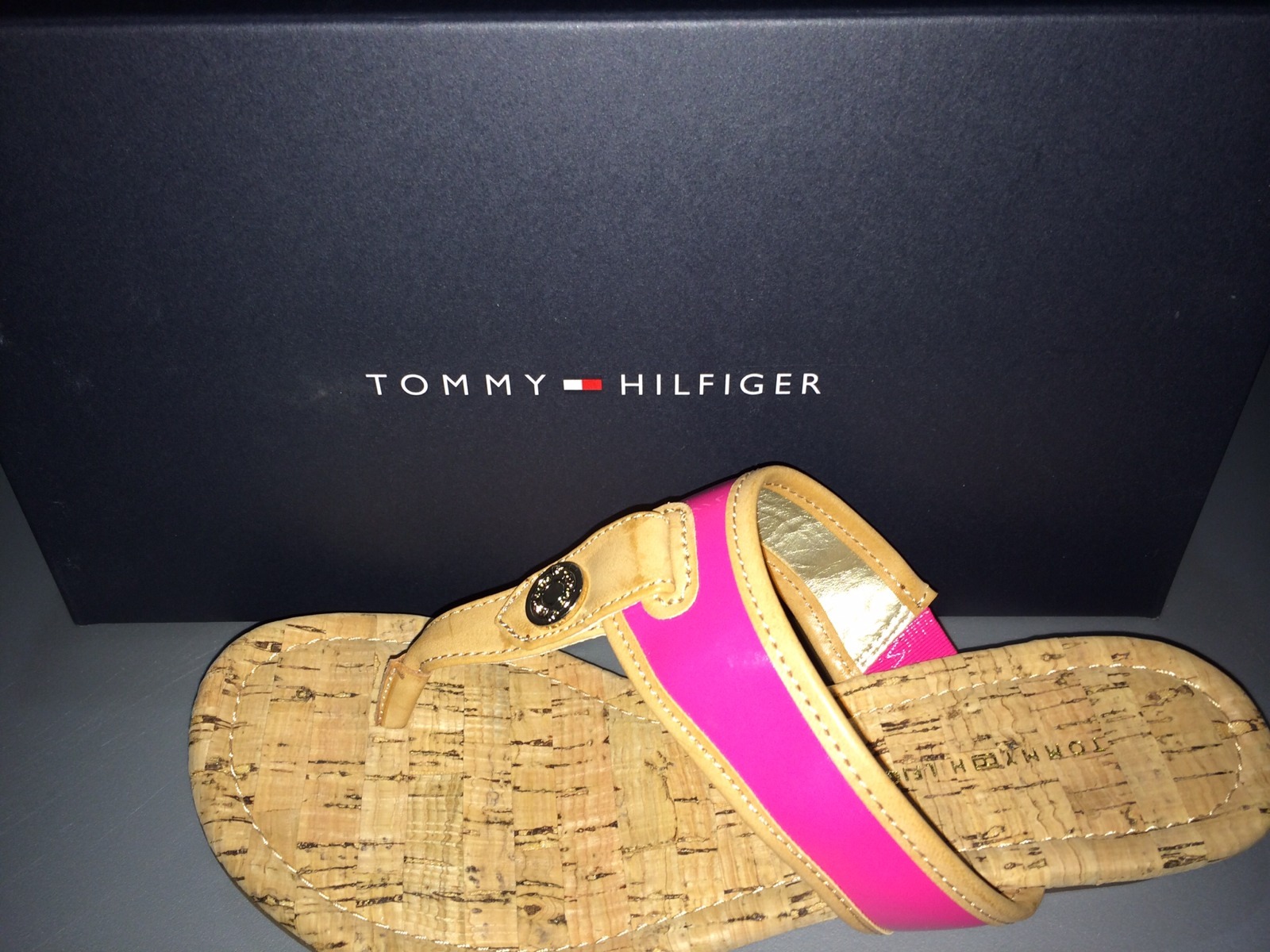 Tommy Hilfiger Pink Bradley Faux Leather Sandals Flat(0 to 1/2 In.) SZ 6 Medium