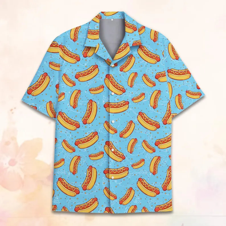 Funny Hot Dog Hawaiian Shirt Mens Food Humor