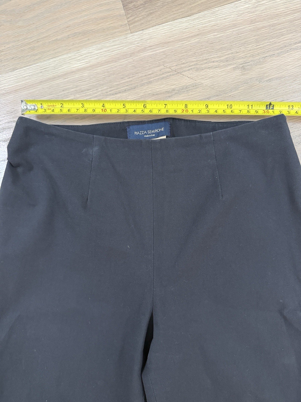 Piazza Sempione Black Twill Stretch Straight Leg Mid Rise Zip Dress Pants IT 40