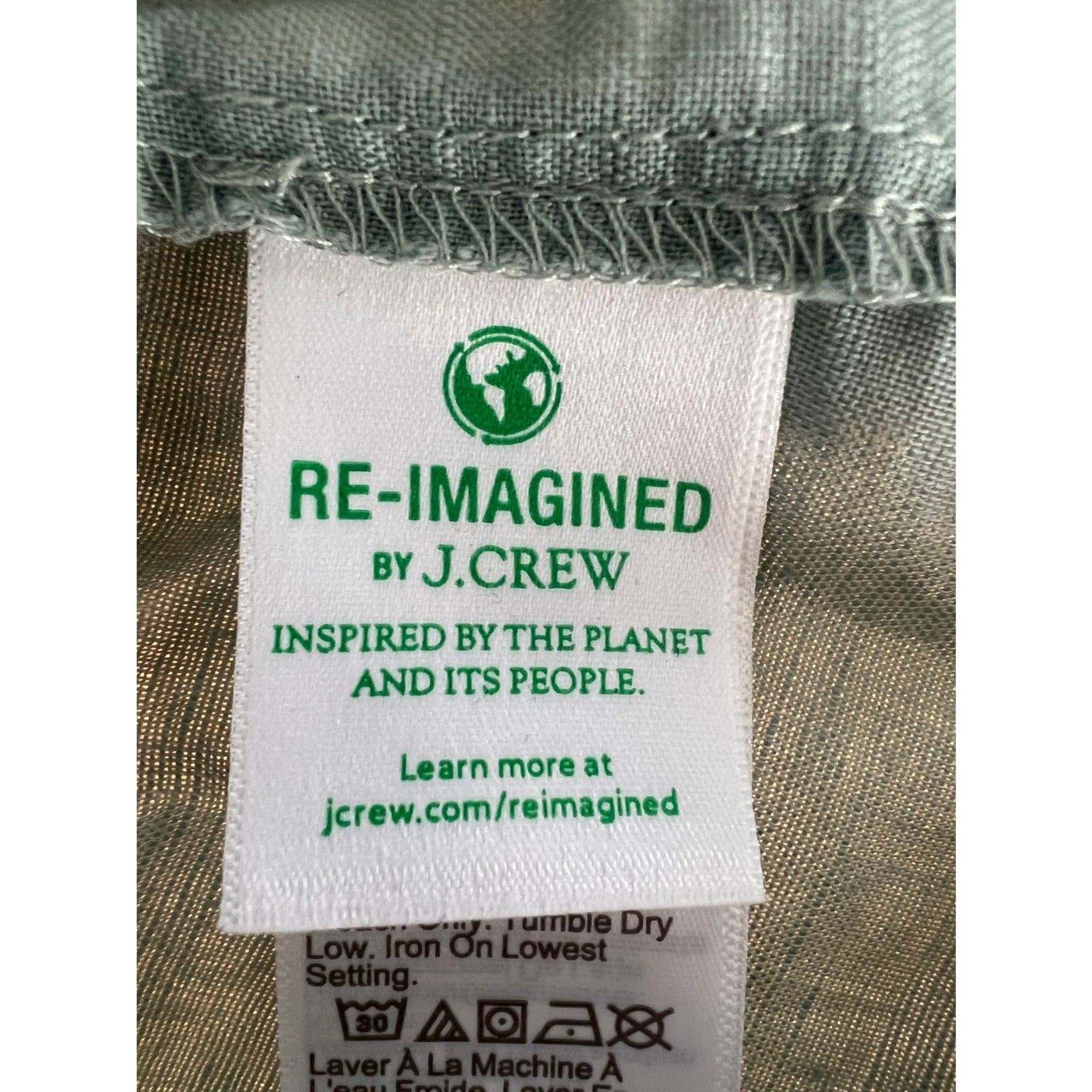 JCrew Linen Cotton Blend Sleeveless Tunic Shirt Sage Green Re-Imagined Large L