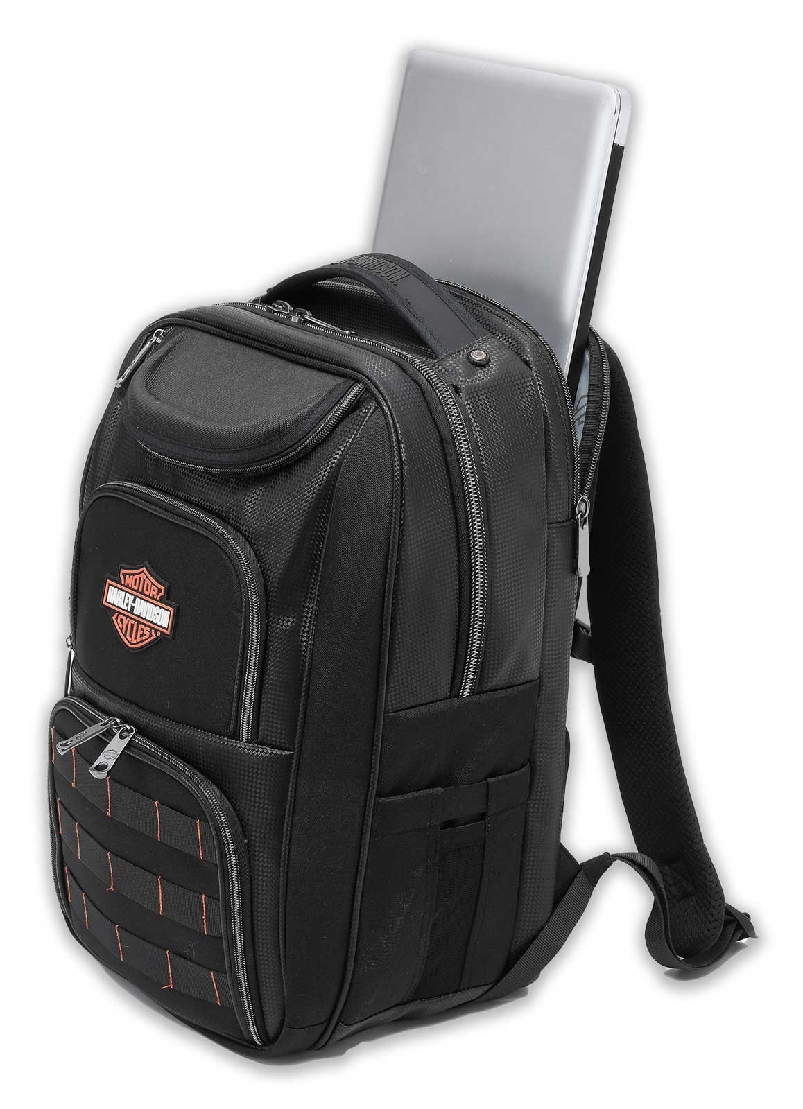 Harley-Davidson Storm 3D Rubber Bar & Shield Logo Rugged Backpack, Black