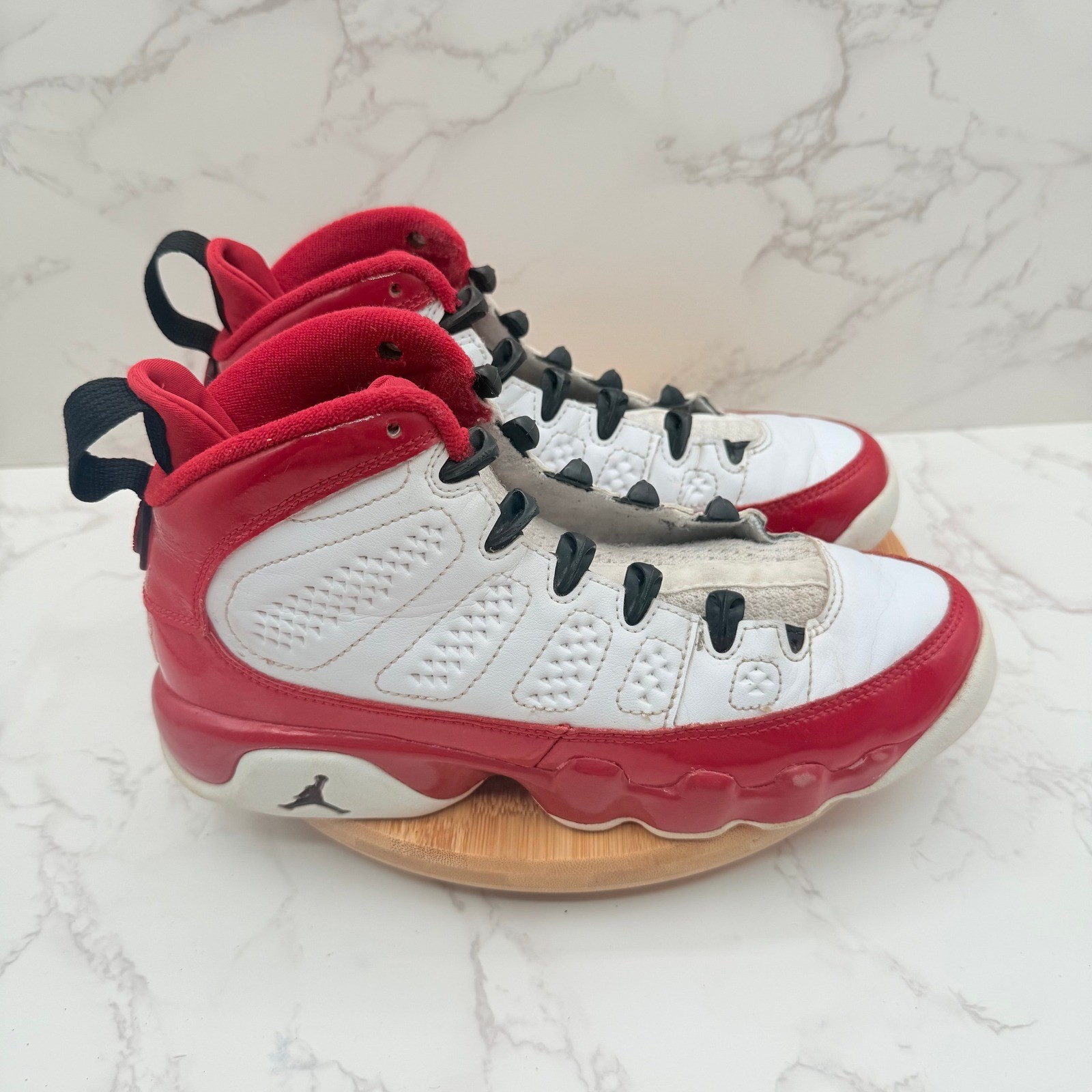 Kids Air Jordan 9 Retro White Red Basketball Shoes Sz 4Y 302359 160