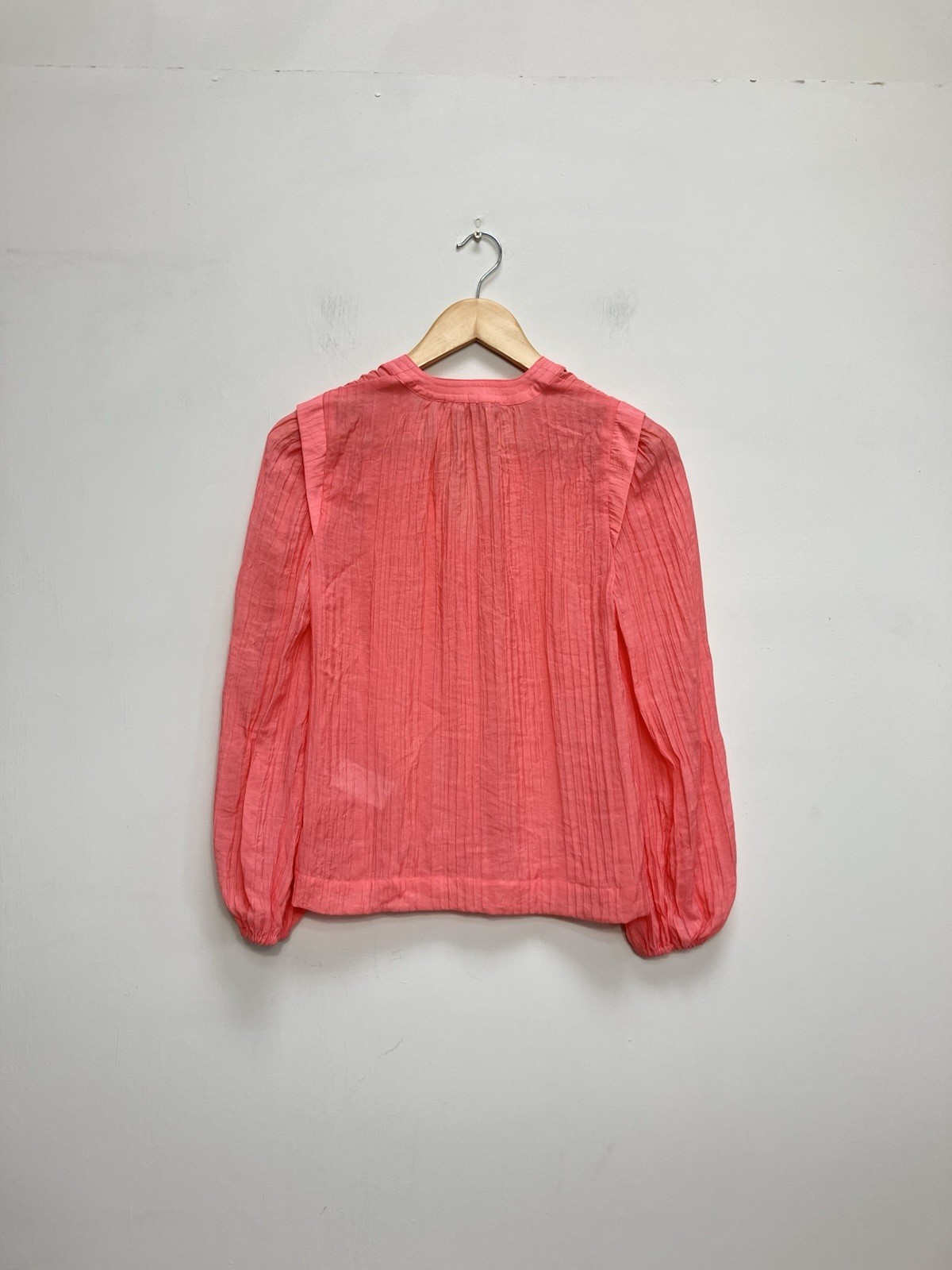 Oliver Bonas Shirt Blouse Womens Size UK 6 Pink Pleated Prairie Crepe Oversized