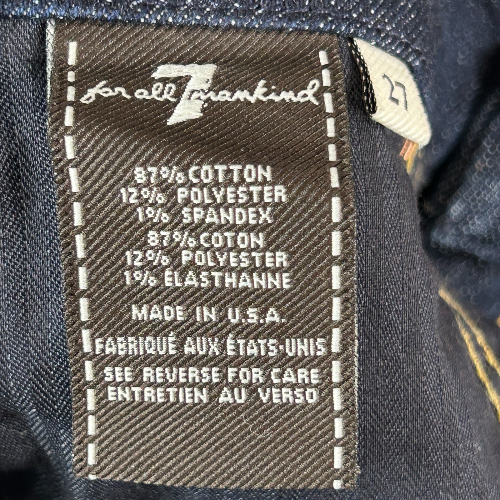 7 For All Mankind Jeans Womens Size 27 Kimmie Bootcut Stretch Denim NWT reg$198