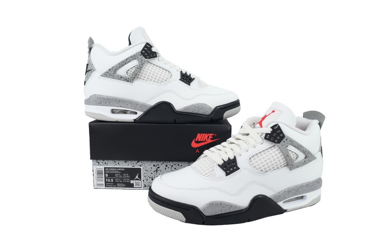 Jordan 4 “White Cement” Men’s Retro OG Basketball Shoes Mid Top US 7-12