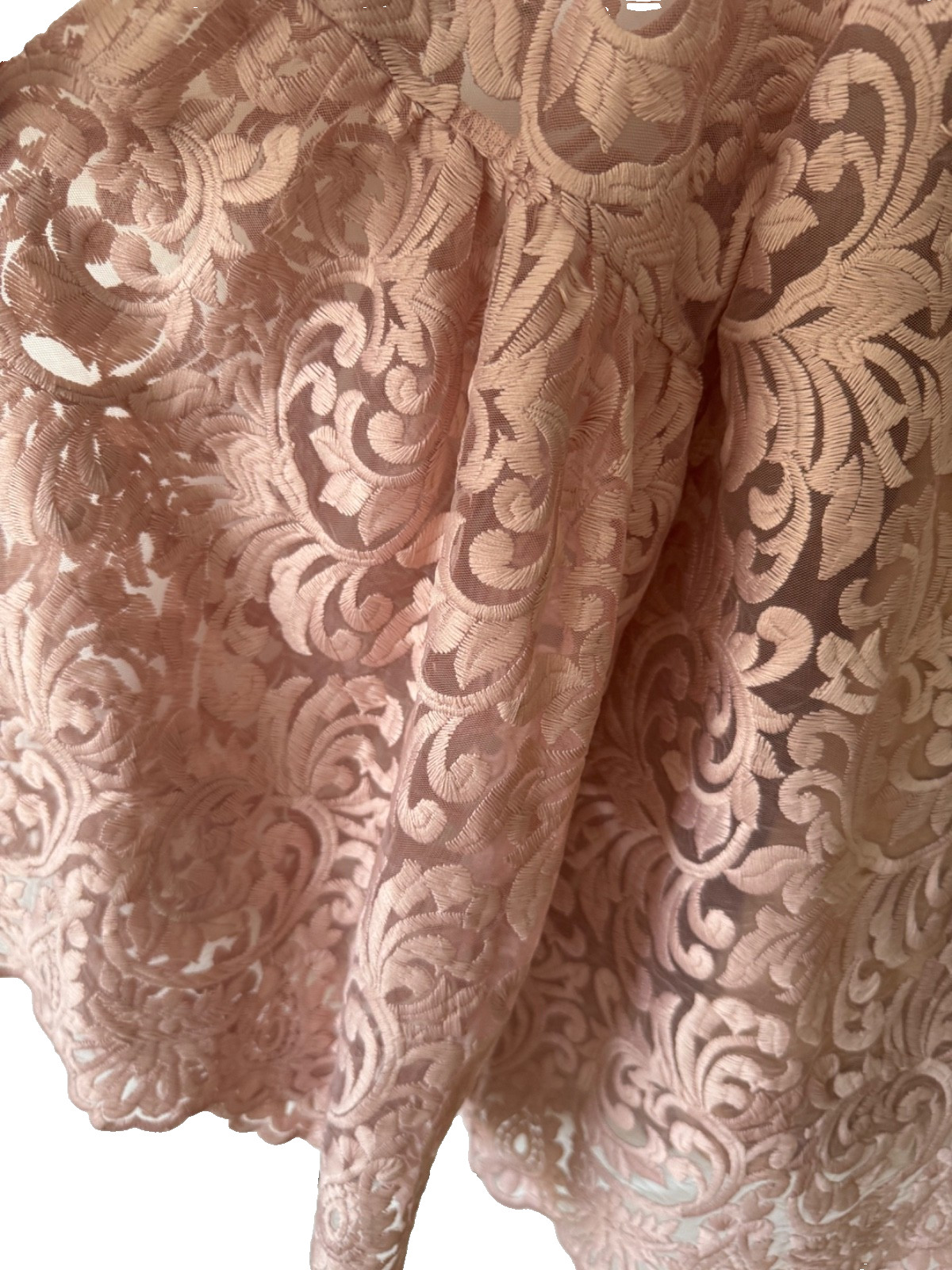 Kate & Mallory dusty pink rose Mesh lace top cami underneath long sleeve L NWOT