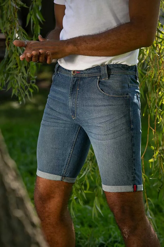 D555 Duke Mens Blue Stretch Denim Shorts 30″ 32″ 34″ 36″ 38″ 40″ (201504-R)