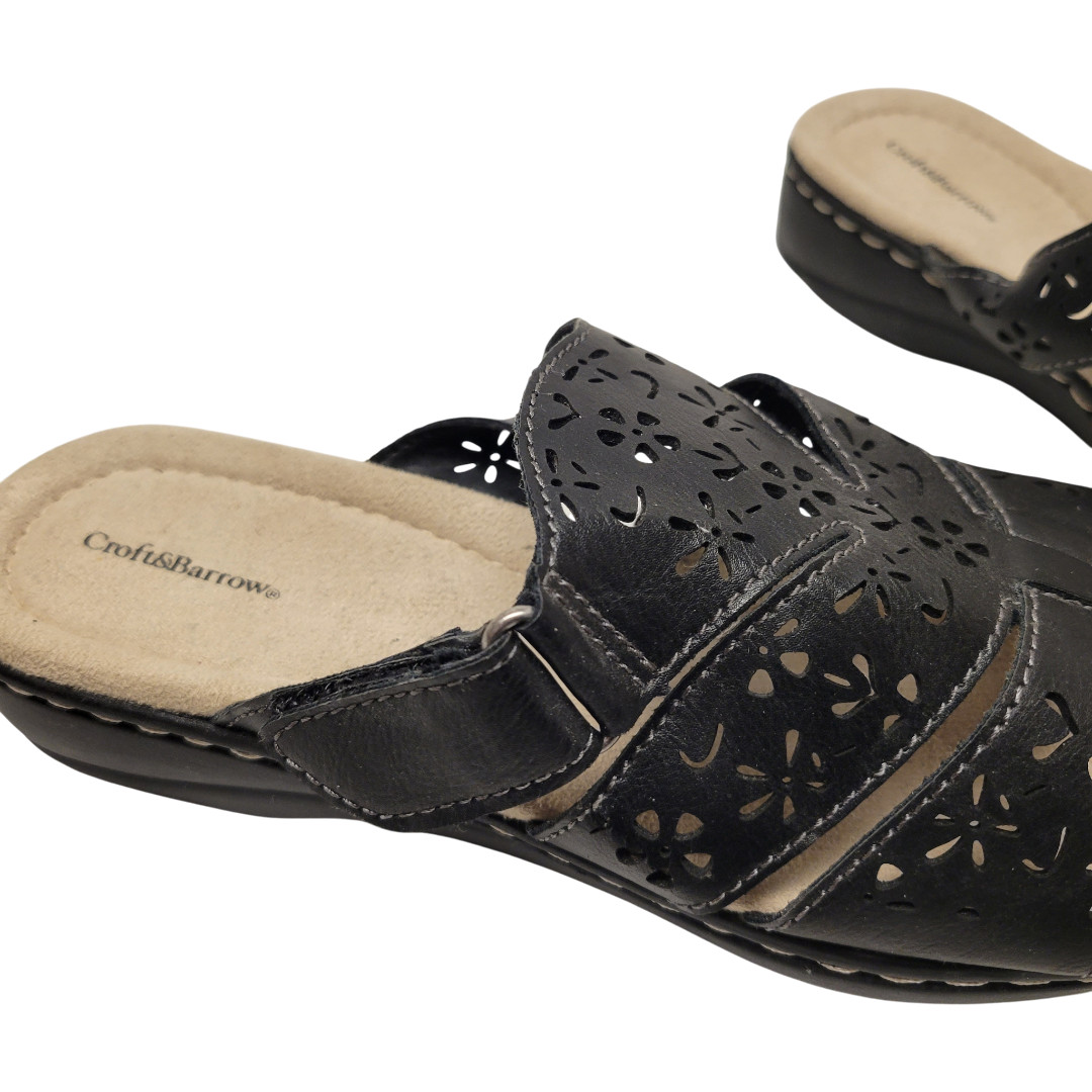 CROFT & BARROW Womans BLACK Slip Slide On Shoes Mules NON SLIP size 8