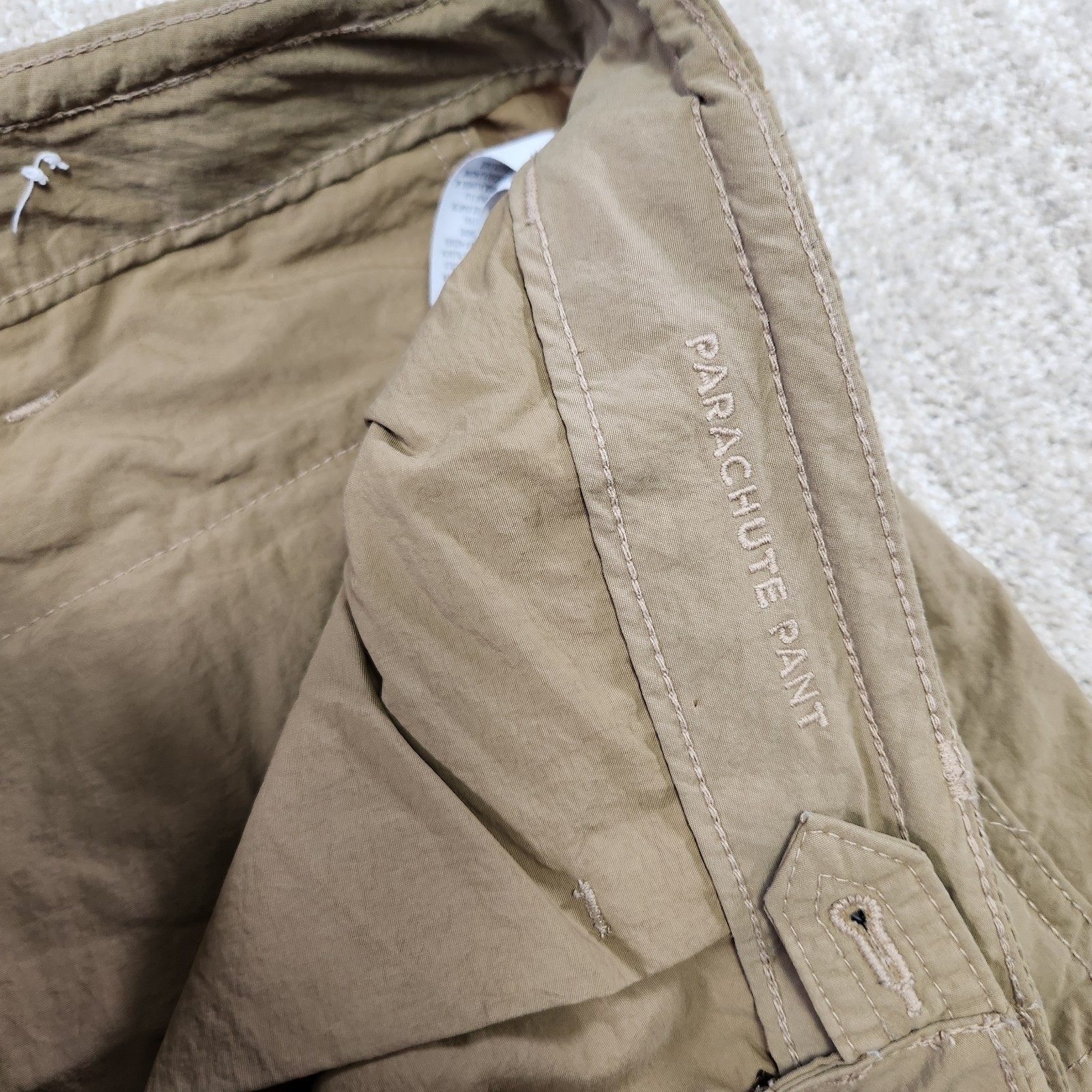 American Eagle Parachute Pants Men Large Brown Baggy Woven Y2K Stretch