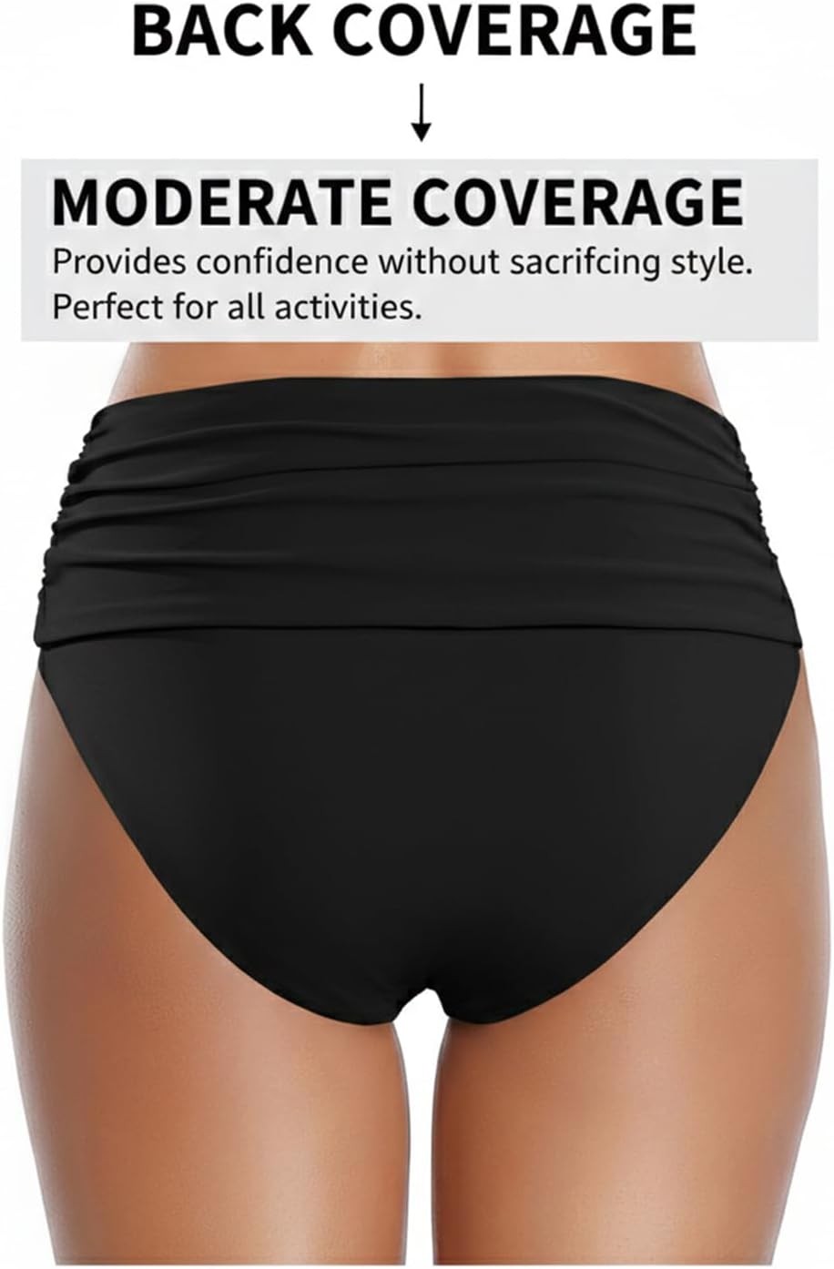 Sexy High Waisted Bikini Bottom Tummy Control Ruched Bathing Suit Swimwear