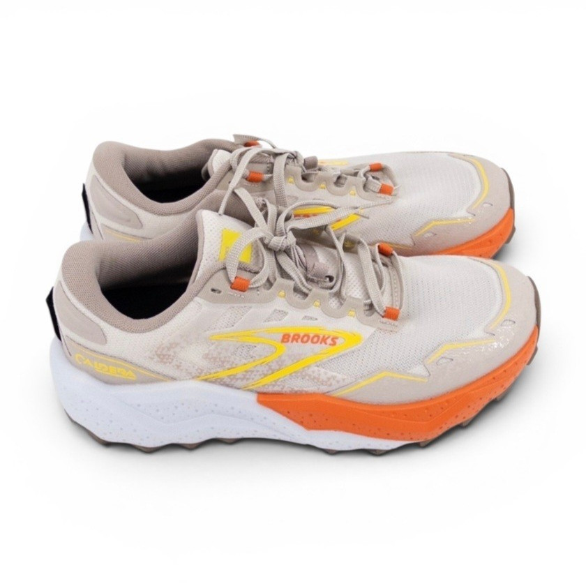 Brooks Caldera Men’s Low Top Lace-Up Running Sneakers Beige Orange Yellow