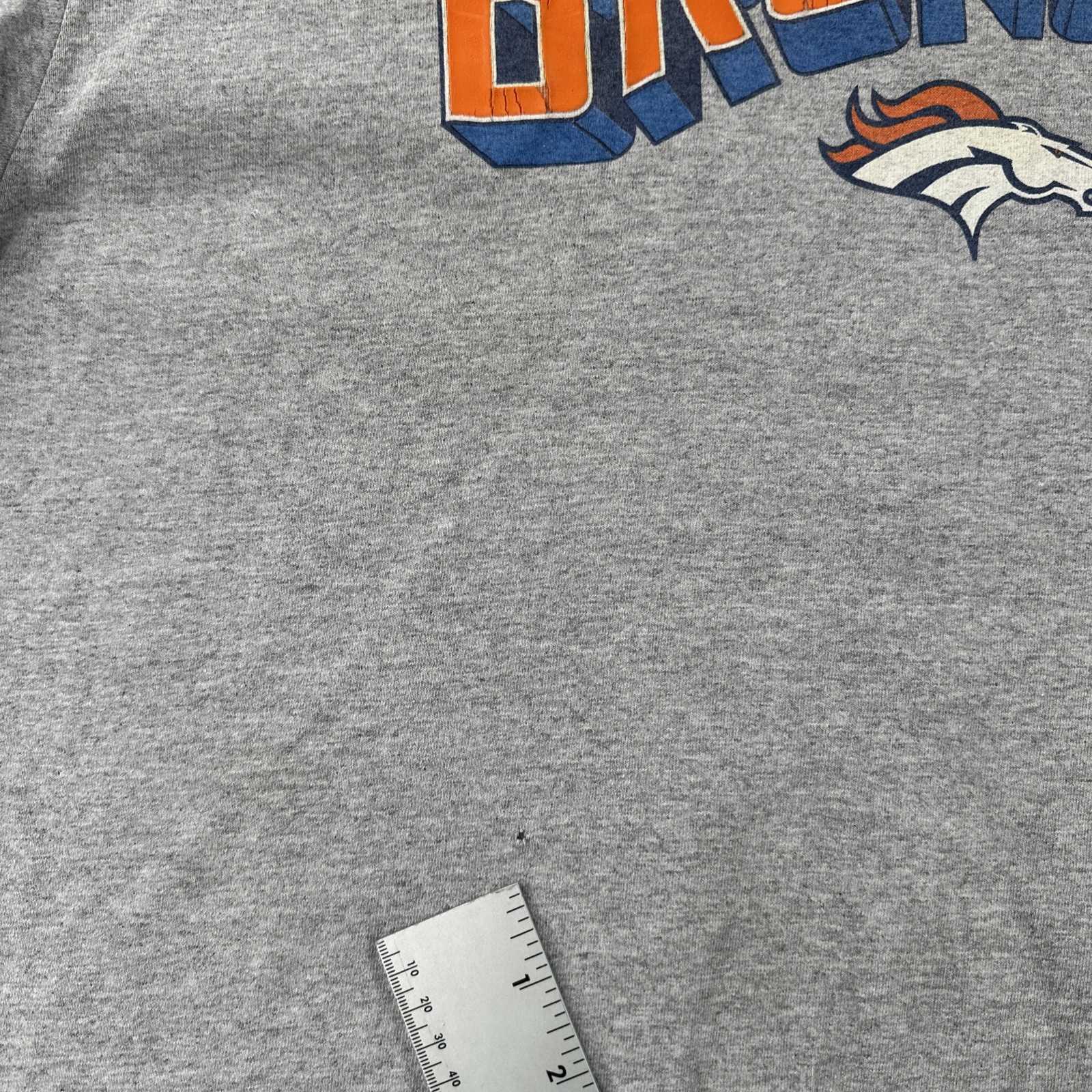 Reebok Adult Size Large Gray Ringer T Shirt NFL Denver Broncos Football Y2K Tee