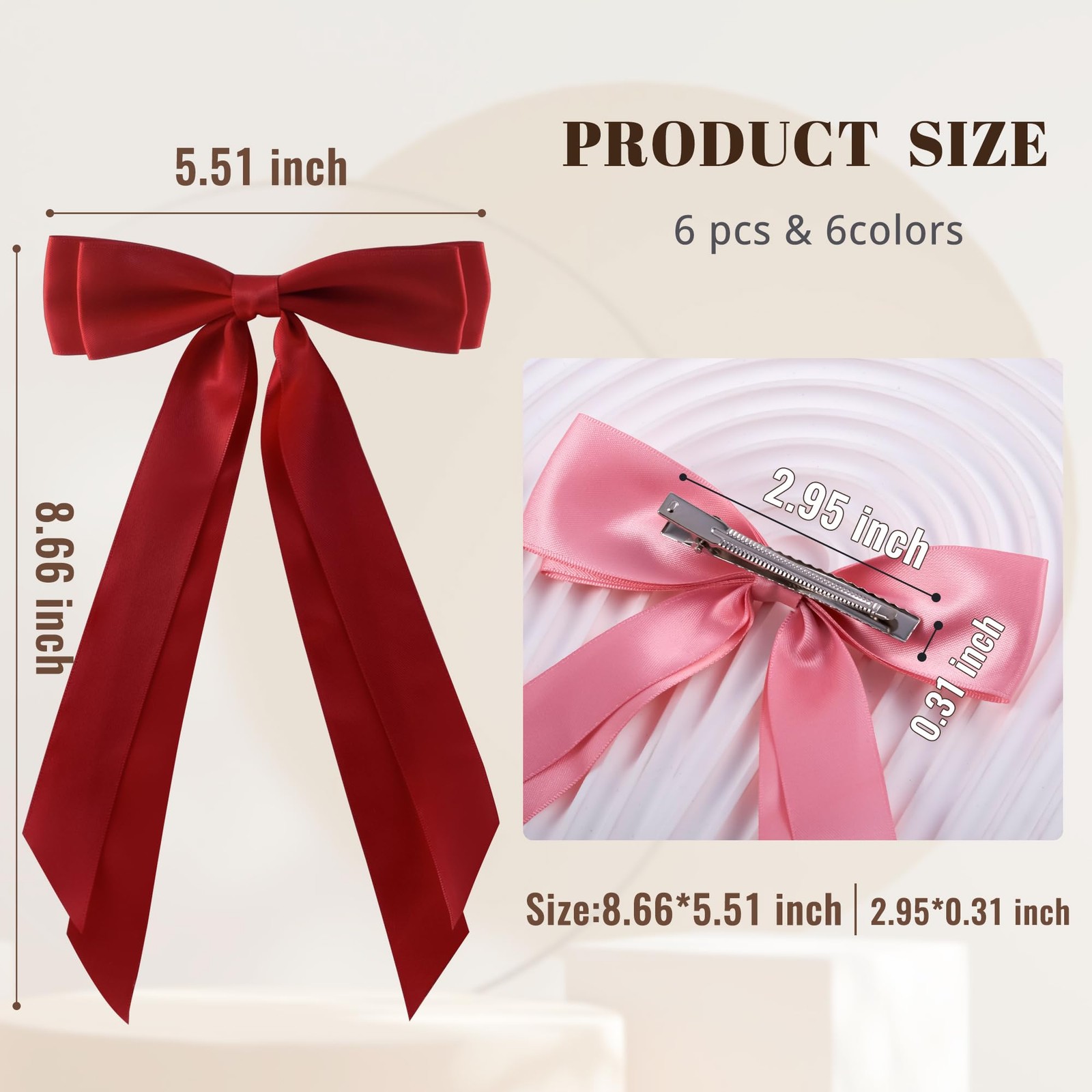 hisial Hair Bows Black White Pink Red Ribbon Clips