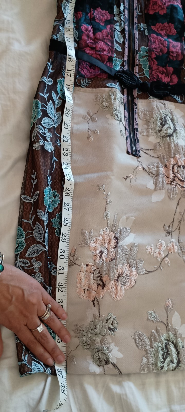 Byron Lars 2P Petite Floral Brocade Sheath Dress Belted Zip Scoop Knee