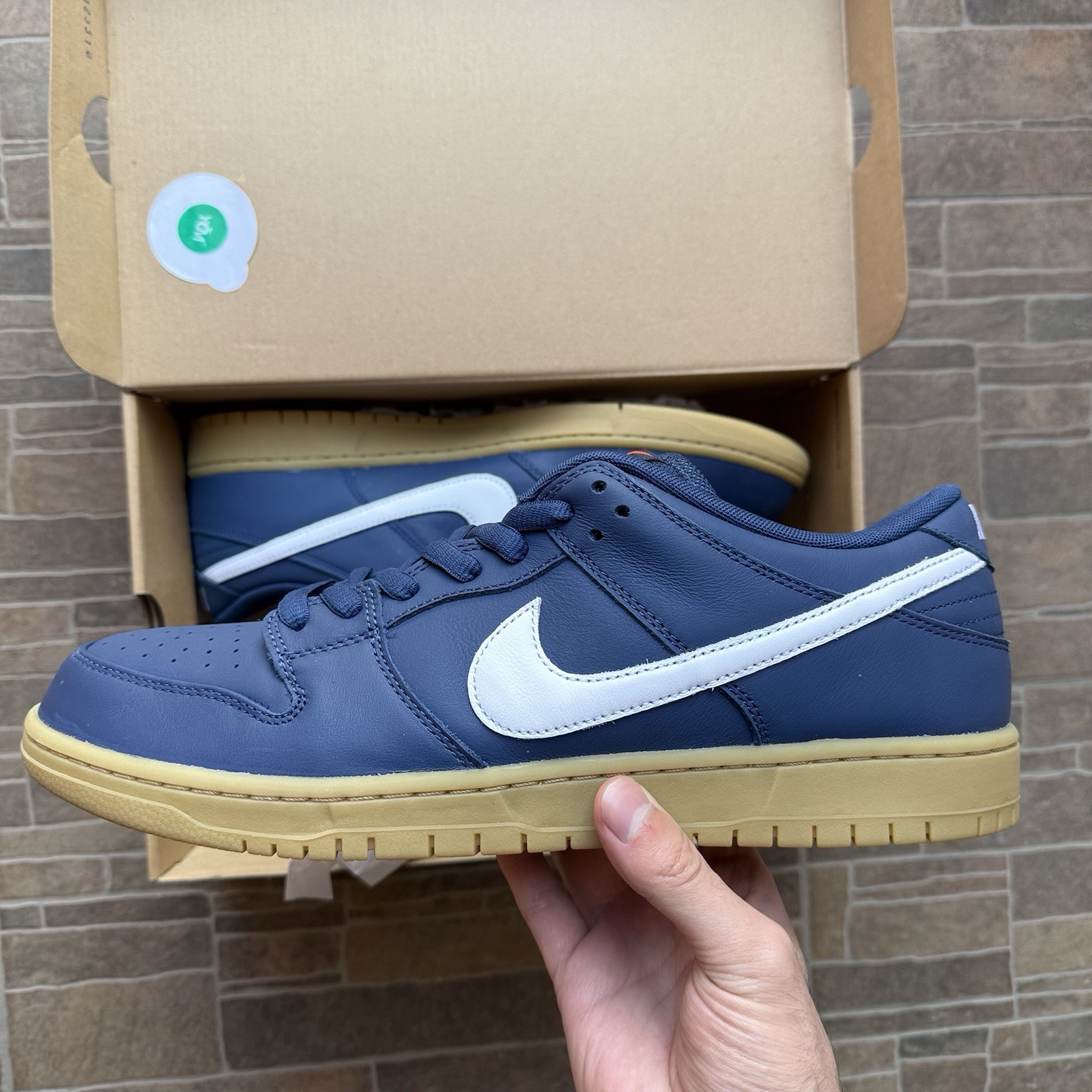 NEW Nike SB Dunk Low Pro Men’s Sz US 18 UK 17 Navy Gum FJ1674-400 Leather ISO