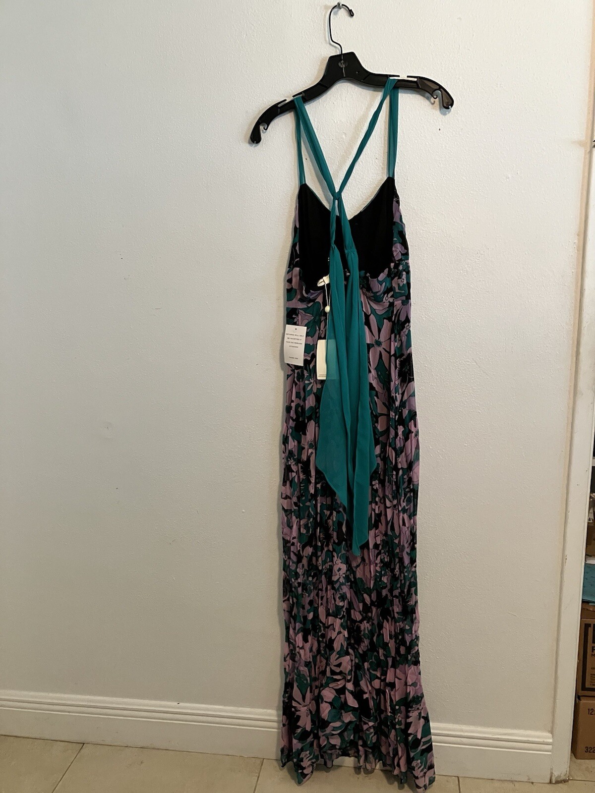 For Love & Lemons Blue Maritza Floral Maxi Dress Size Medium Purple Black NWT